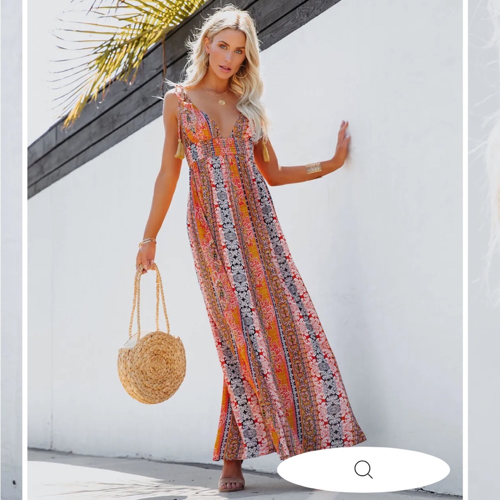 NWT printed pink shimmer maxi dress